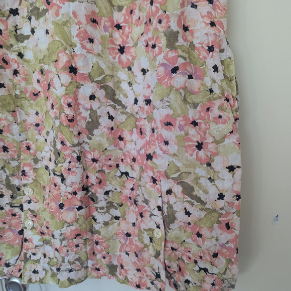J. Jill Floral Linen Mini Dress in Pink and Green Pastel Colors, L - Picture 3 of 10
